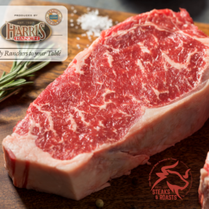 Certified Angus Beef New York Strip Steak, <br> Upper 2/3 USDA Choice, Grass-raised, Grain-finished